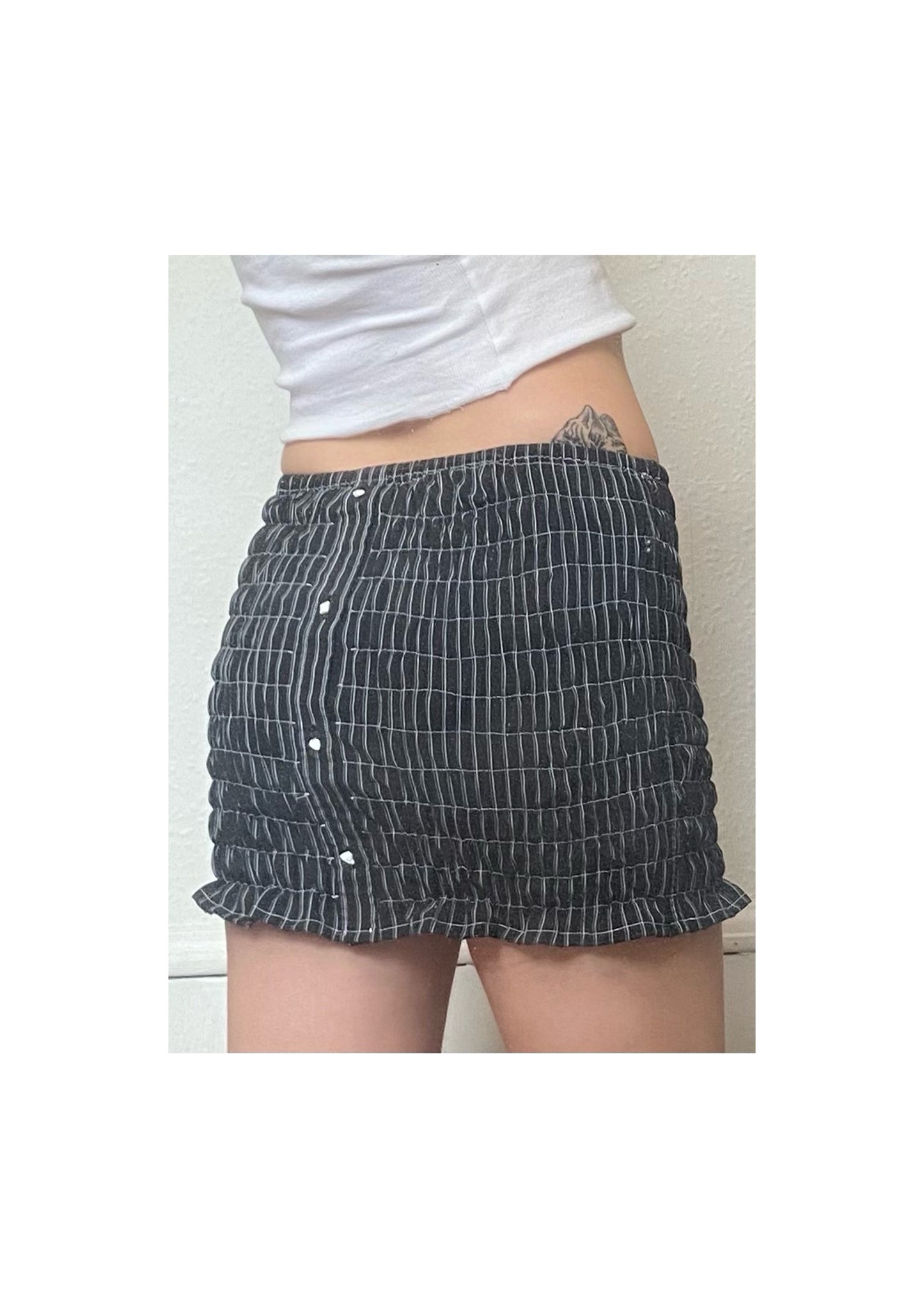 Black Pinstripe Mini Skirt