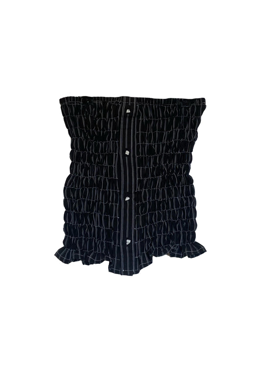 Black Pinstripe Mini Skirt