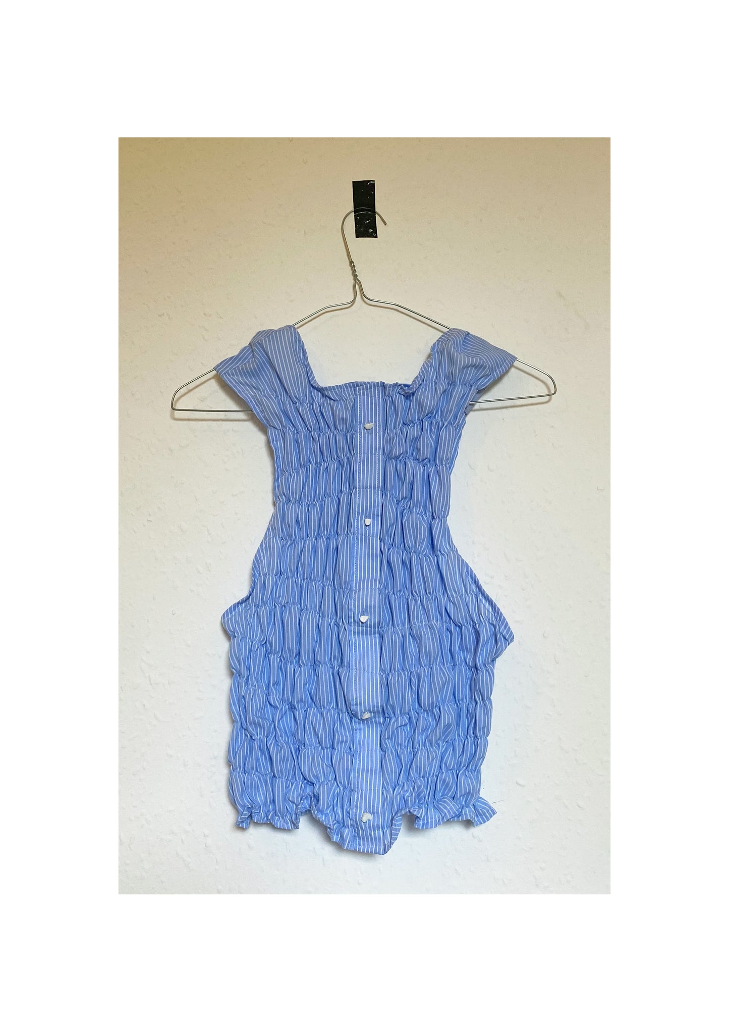 Blue Pinstripe Shirred Top